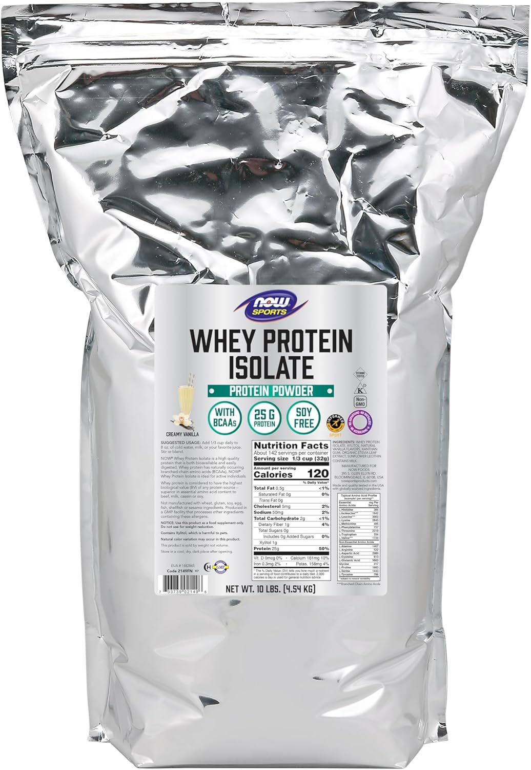 Whey Protein Isolate Vanilla supplement facts label
