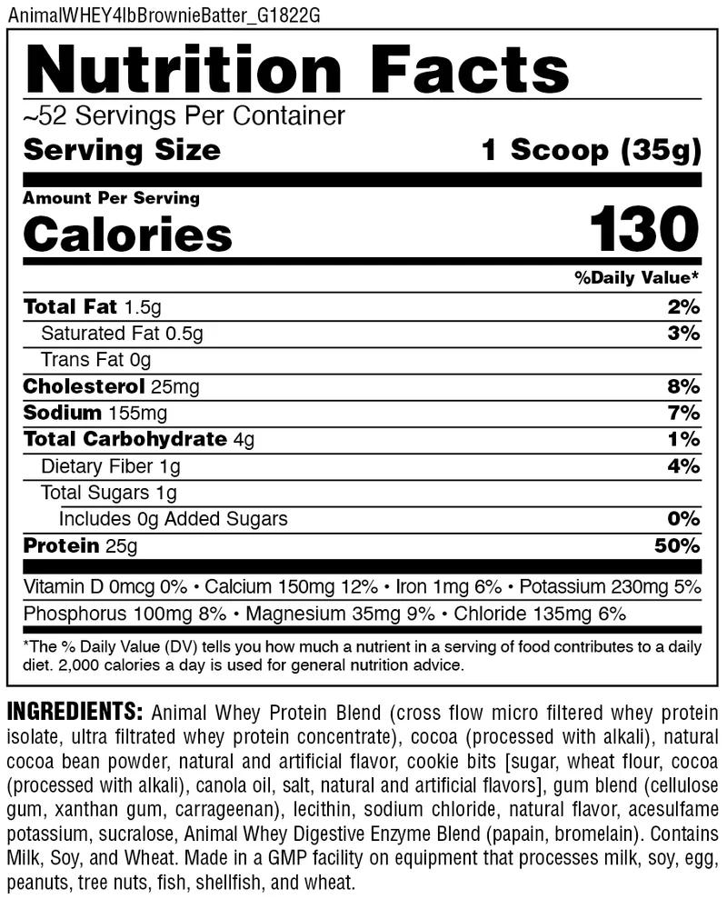 Whey Isolate Protein Powder Chocolate supplement facts label