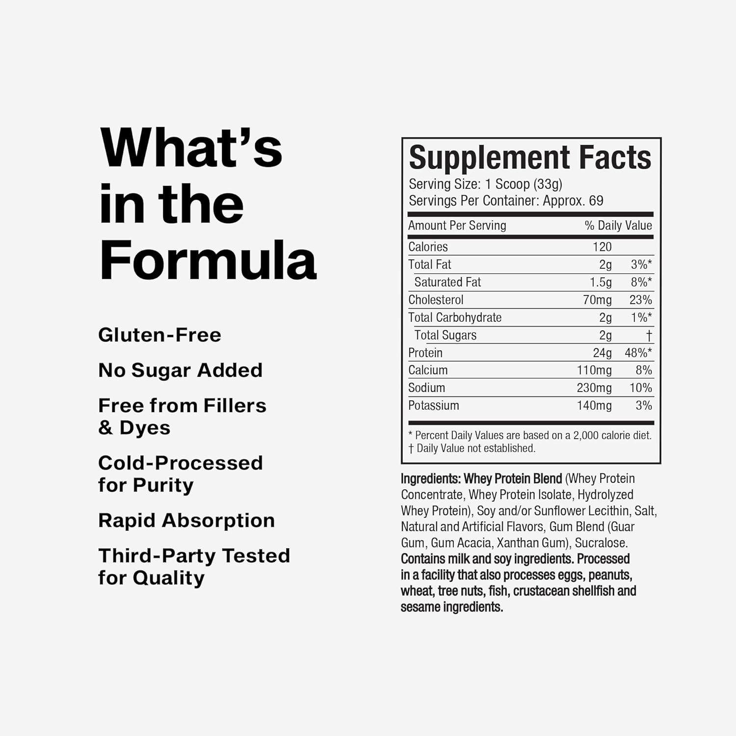 Nitro-Tech 100% Whey Gold Ultra-Pure French Vanilla supplement facts label