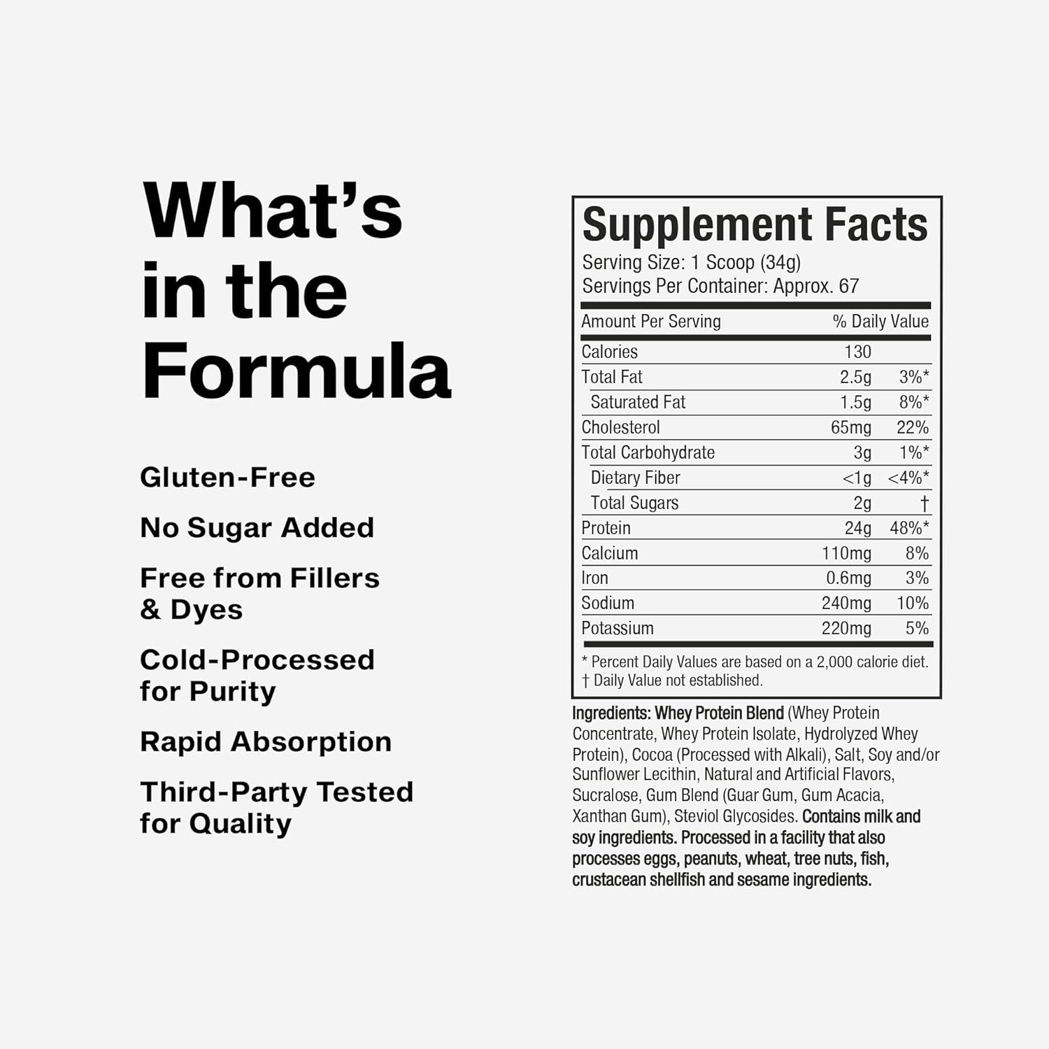 Nitro-Tech 100% Whey Gold Ultra-Pure Rich Chocolate supplement facts label