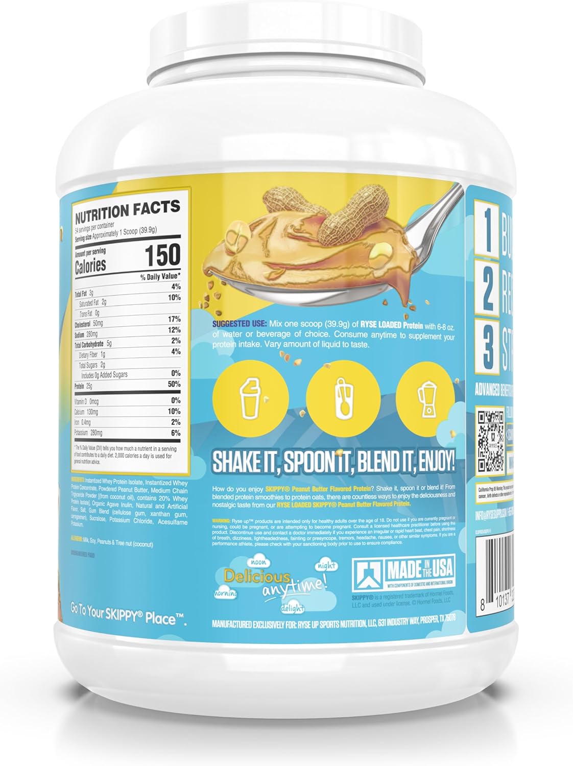 Loaded Protein Powder Skippy Peanut Butter supplement facts label